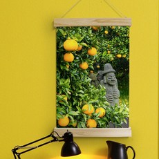 데코밍샵패브릭족자_40CmX60Cm-제주돌하르방_우드스크롤