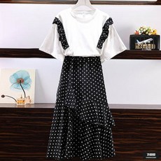 가바바 여자 빅사이즈 원피스 이런 코디 괜찮지 도트 투피스 G48601 +15000원 로또상품권 증정