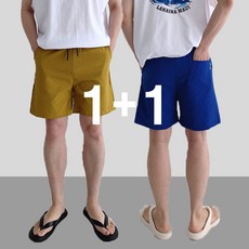 포앤유 / 1+1 시어서커반바지 5부 밴딩 남자여름반바지