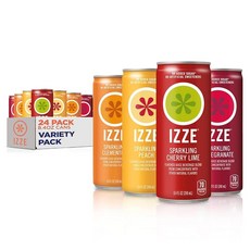 Izze 스파클링 주스 4가지 맛 선셋 버라이어티 팩 240ml(8.4oz) (24팩), Izze 스파클링 주스, 4가지 맛 선셋 버라이어티 팩, 240ml