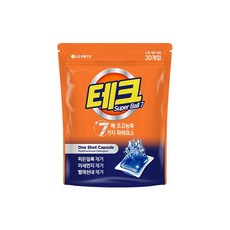[7배 초고농축]테크 수퍼볼7 캡슐세제 30입 강력세탁 미세먼지 찌든얼룩 빨래쉰내 제거 더마테스트완료, 테크 수퍼볼 캡슐세제 30입 클린향