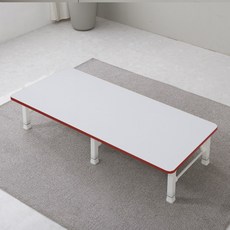 이반가구 4단 쌍다리 좌식 접이식 테이블, 화이트(테두리:레드)