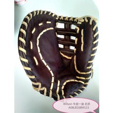 WilsonA800 소가죽 청소년 성인 투수용 짱베이스볼 글러브, 성인 1루 소가죽 브라운 옐로우 스트랩 오른손 밴드