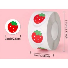 500개 대용량 딸기 롤스티커 디저트 카페 과일 구분 장식 스티커 롤 종이 재질 스크랩북 인사말 카드 디저트 포장 종이 봉투 선물 상자 쇼핑백 봉투