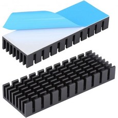 2Pcs Black Aluminum Heatsink 100mm(L) x25mm(W) x10mm(H) / 4x1x0.4 냉각기 전자 GPU 리드를 위한 예비 열 전도성 테이프 방, 2.8x1x0.4 inch