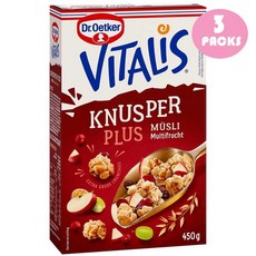 Dr Oetker 닥터오트커 [독일발송] 비탈리스 크런치 플러스 뮤즐리 멀티후르츠 시리얼 450g 3팩, 3개, 3개