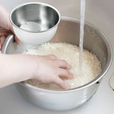 일본 후지이 FUJII 스텐 쌀 세척볼 야채 과일 채반 세척 믹싱볼 스테인레스 볼, 1개