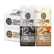 연세두유 고단백 아몬드잣두유 24팩+ 고단백 검은콩고칼슘두유 24팩 (총48팩), 48개, 48개, 190ml