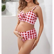 임산부 비키니 격자 무늬 섹시한 수영복 비치웨어