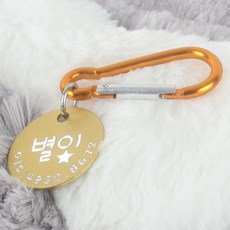 왈가독 강아지 고양이 무료각인 키링 인식표 이름표 등산고리형 (원형), A01.원형-골드