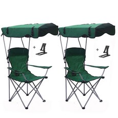 도소 1+1 (거치대사은품)접이식 그늘막 자외선 햇빛차단 휴대용 캠핑의자 낚시의자 바닷가의자, 그린1개+그린1개(거치대포함)