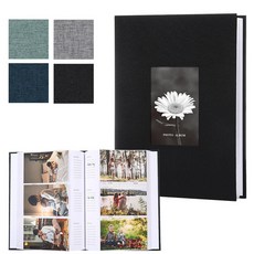 린넨 커버 앨범 6 인치 인터리프 타입 사진 보관 성장 모음 200 개 300, Black-300pcs, 300개
