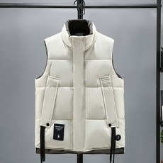 패딩조끼 남성용 따뜻한 다운 조끼 민소매 재킷 스탠드 칼라 조끼 트렌디 캐주얼 패션 두꺼운 조끼 남성 플러스 사이즈 5XL