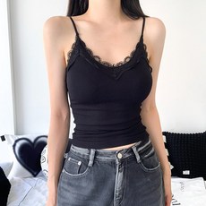 [캡내장/페미닌/5col] 모네 브이넥 레이스 골지 크롭 캡나시 캡내장/페미닌/5col] 모네 브이넥 레이스 골지 크롭 캡나시