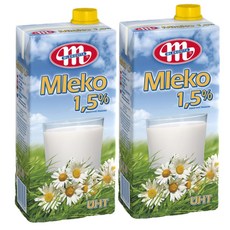 믈레코비타 폴란드 동물복지농장 믈레코비타 저지방1.5% FLOWER 수입멸균우유 1L, 2개