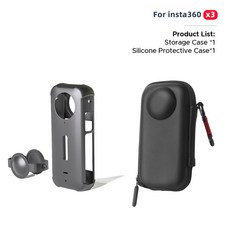카메라 액세서리 휴대용 보호 PU 백 스크린 및 렌즈 강화 유리 필름 실리콘 케이스 프레임 Insta360 X3 미, 1개, 04 Bag with Case
