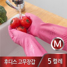 후디스 고무장갑 M (중), 후디스(M/핑크), 5개