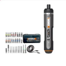 Worx-4V 미니 전기 스크루 드라이버 세트 WX242 스마트 무선 드라이버 USB 충전식 핸들 30 비트 드릴 도구, 1세트