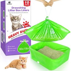 VoagLuk 고양이 화장실 라이너 점보 쓰레기통 엑스트라 두꺼운 2MIL 헤비 듀티 가방 36인치 x 19인치 드로스트링 키티 10개 수 Q1635651, 10 Count (Pack of 1), 1개