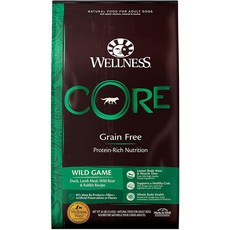 Wellness CORE 그레인 프리 건조 개밥 고단백 개밥 야생 게임 레시피 천연 성인 미국산 모든 품종 개 사료 고기 부산물 없음 인공, 1개