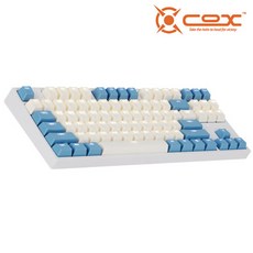 COX 게이트론 LED 게이밍 기계식 키보드 청축, CK87, 크림 블루, 텐키리스