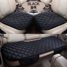 인마이카 차량용 극세사 시트커버 3개 세트 따뜻한 좌석 커버세트 (운전석+보조석+뒷좌석), 블랙, 1개
