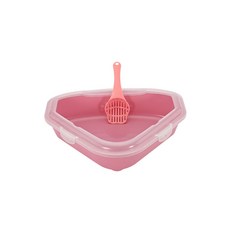 반 동봉 삼각형 쓰레기 상자 고양이 케이지 방취제 큰 스플래쉬 증거 고양이 쓰레기 분지 코너 고양이 쓰레기 상자, 핑크, 50*39*13cm, 1개