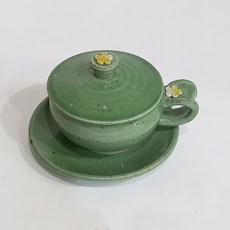 꽃하나 쌍화차잔세트 시리즈 카페찻잔 도자기 컵 티컵, 3 그린 200ml, 1개