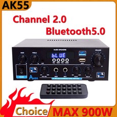 채널 디지털 마이크 AK55 450W 가정용 사운드 RAC 스테레오 듀얼 앰프 서브우퍼 AUX 블루투스 파워, American plug