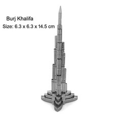 3D 메탈 입체퍼즐 화이트 하우스 버즈 칼리파 타워 브리지 런던 도쿄 타워 어린이 장난감 교육용 3D 금속, 16 Dubai-Tower