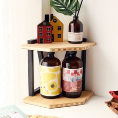 더이음 책상 화장대 식탁 정리용 원목 코너 선반, 그린