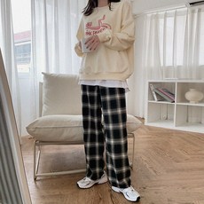 달리샵 타탄 체크 밴딩 팬츠