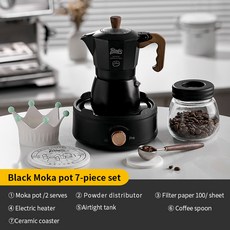 Bincoo 커피 더블 밸브 모카 포트, Black 7 pieces A, 1개