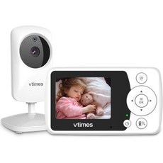 VTimes Baby Monitor 비디오 WiFi 없음 5" LCD 화면 양방향 오디오 야간 시야 1000ft 범위 2배 줌 온도 디스플레이 자장가 노인 애완동물