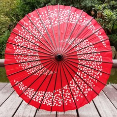 레트로 골동품 오일 종이 우산 일본식 중국 전통 수공예 우산 일본 레스토랑 전골 레스토랑 장식 우산, 84Cm 레드 소용돌이, 1개