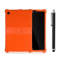 레노버 탭 M10 FHD PLUS 전용 범퍼 실리콘 거치대 케이스 + 터치펜 TB-X606F / TB-X606X, ORANGE