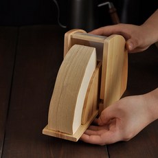 GUOKOFF 핸드드립 커피 종이 필터 나무 케이스 거치대 여과지 케이스, 원목 필터 박스개
