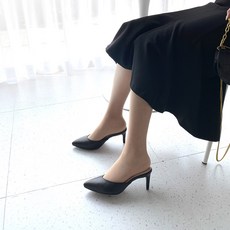 국내제작 발편한 브이컷팅 스틸레토 뮬 7cm 여성 블로퍼