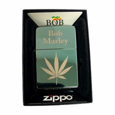 Zippo 정품 ZIPPO지포 라이터 Custom Lighter - High Polish Green Bob Marley Pot Leaf Reggae Music Stoner Marijuana