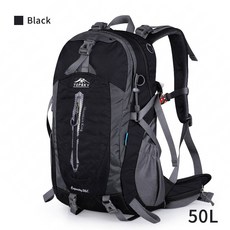 40L 50L 남여 여행 배낭 야외 하이킹 20D 나일론 내마모 방수 스포츠 가방 레인 커버 포함, Black-50L