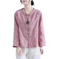 자칠 봄 가을 여성 이중지 라운드넥 문양자수 생활한복 절복 법복 DC-010801