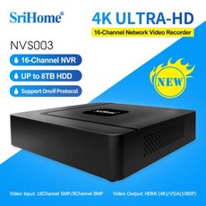 Srihome 네트워크 비디오 레코더 보안 보호 감시 8T HDD CCTV 와이파이 IP 캠 시스템 NVS003 16CH 4K UHD POE NVR H.265, 3) 아무도  Eu 플러그, 1개 - nvr