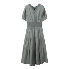씨씨콜렉트 와이드 웨이스트밴딩 원피스_E233PSE121 Khaki Gray