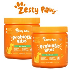  (1+1) 제스티포우 Zesty Paws 반려견 유산균 6종 대형견 영양제 강아지 프로바이오틱스 호박맛 90정 2팩 