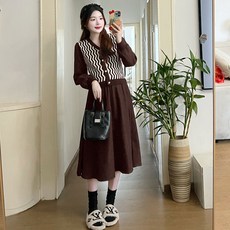 추동 한국판 루즈핏 스트라이프 니트 패치 가짜 임부복 수유