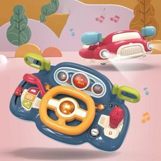 음악 및 빛 초기 교육 장난감 어린이 시뮬레이션 스티어링 휠 다기능 자동차 운전 - 블루, 1개, 한개옵션0