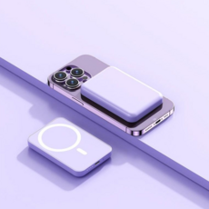 휴대용 가벼운 보조배터리 무선 충전 맥세이프 보조배터리 10000mAh, 퍼플, 5000mAh