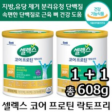 1+1 정품 셀렉스 코어 프로틴 락토프리 지방 유당 제거 분리유청 저분자 대두 단백질 근육 뼈 면역 건강 에너지 활력 소화 건강 기능 식품 영양제 분말 파우더 홈쇼핑 샐렉스 셀랙스, 304g, 2개