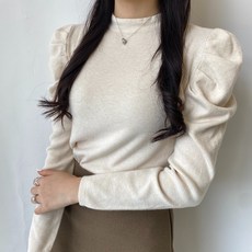 업쓰 어깨 숄더 퍼프 셔링 슬림핏 벌룬 니트