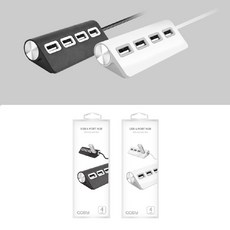 코시 USB 4 포트 멀티 허브 확장 분배기 어댑터 연결 케이블 충전기 젠더 커넥터 연장선 추전 노트북 맥북, 화이트, 1개
